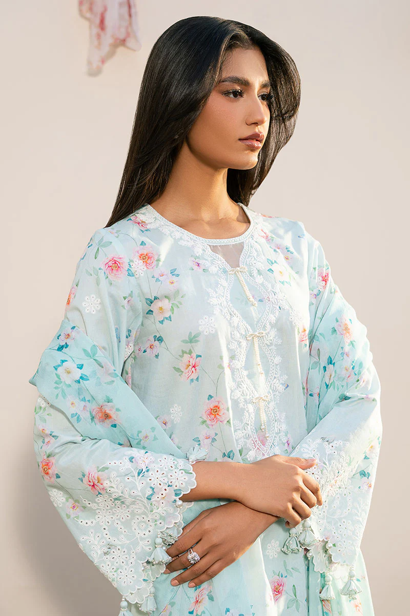 AQUA DEW- 3PC EMBROIDERED LAWN SUIT - Image 3