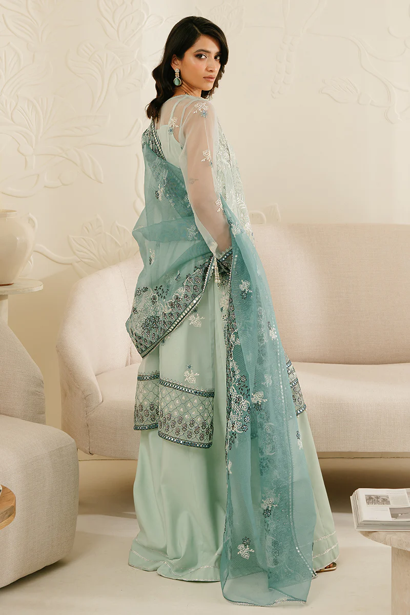 AQUAMARINE AZURE-4PC ORGANZA EMBROIDERED SUIT - Image 2