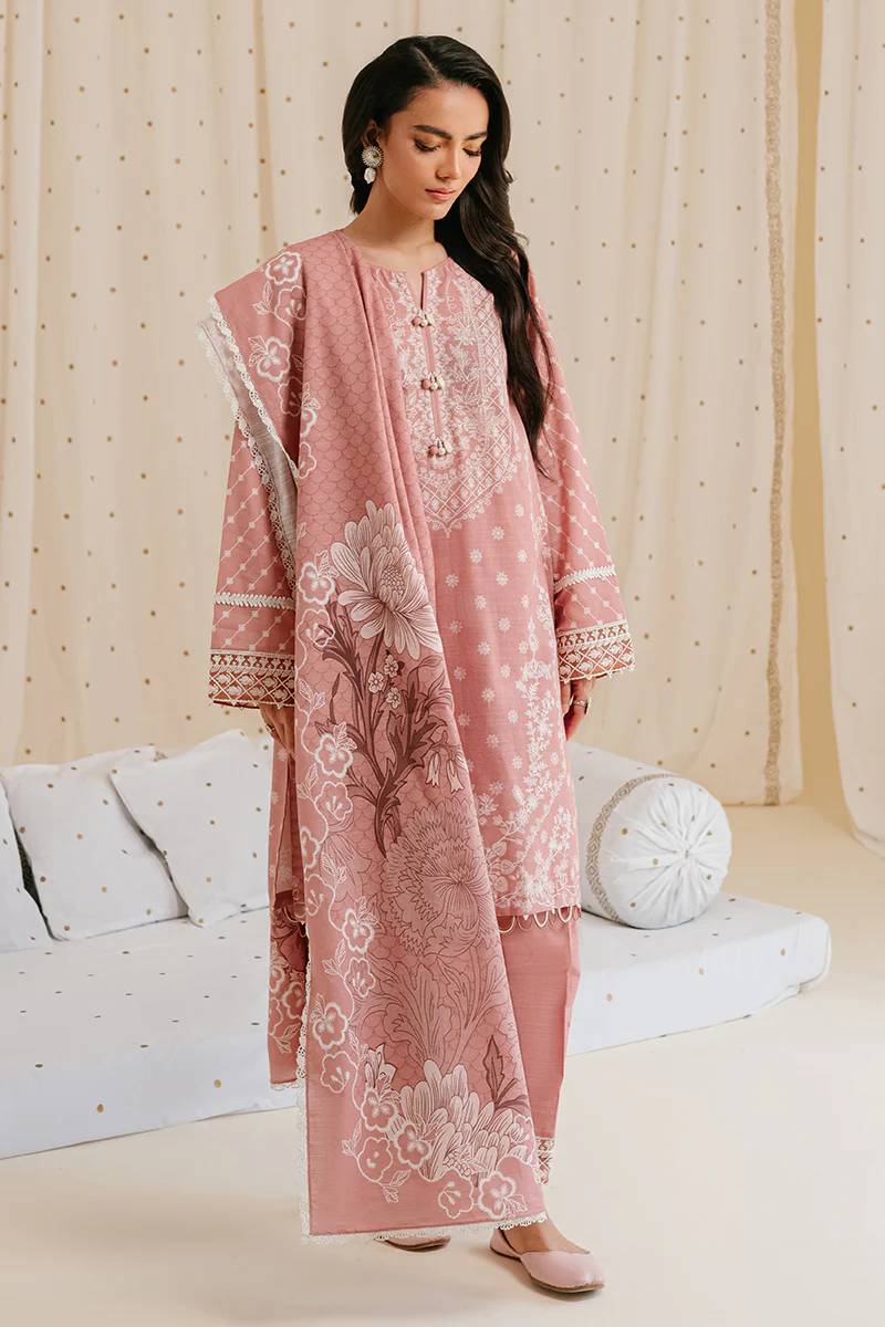 ASH ROSE-3PC KHADDAR PRINTED SUIT - Image 2