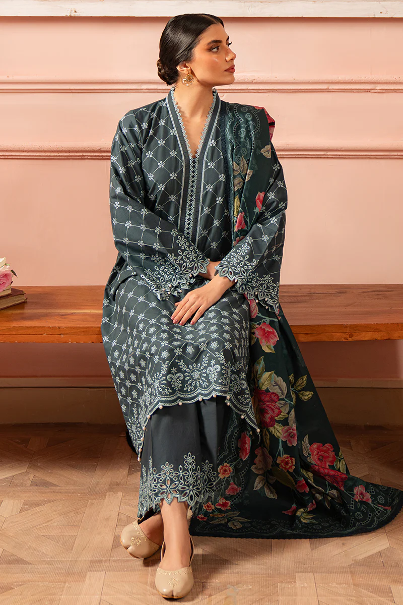 AZURE SERENITY-3 PIECE EMBROIDERED SUIT - Image 3