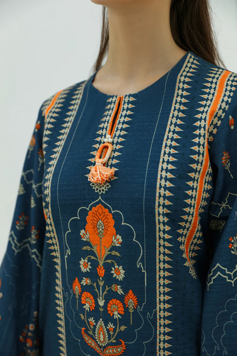 BERRY BLUE-2PC PRINTED KHADDAR SUIT - Image 4