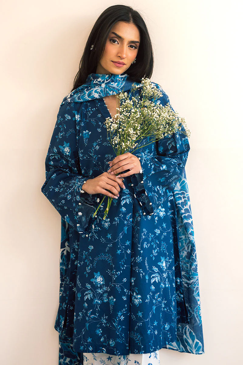 BLUE ROSEATE-3PC PRINTED LAWN SUIT - Image 5