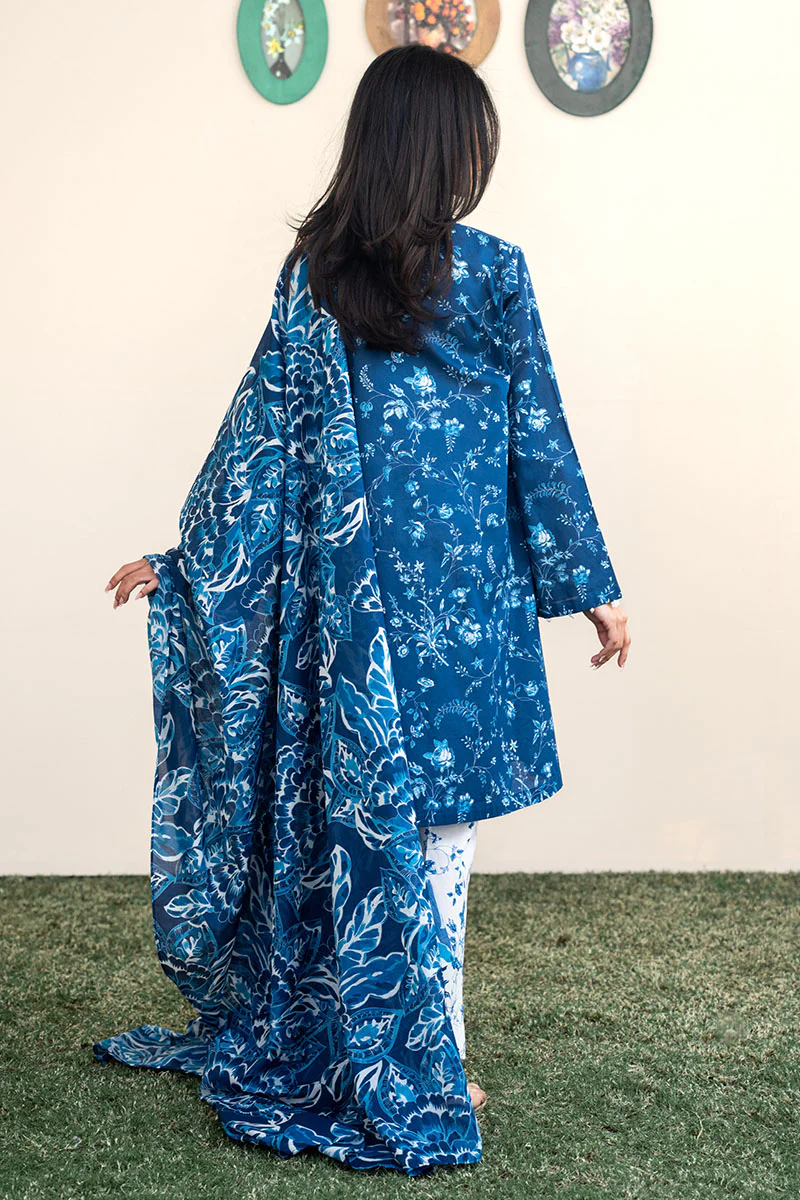 BLUE ROSEATE-3PC PRINTED LAWN SUIT - Image 8
