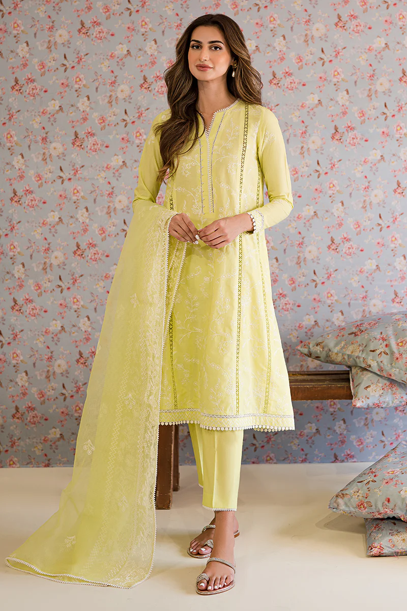CALLA GREEN-3PC EMBROIDERED LAWN SUIT - Image 2
