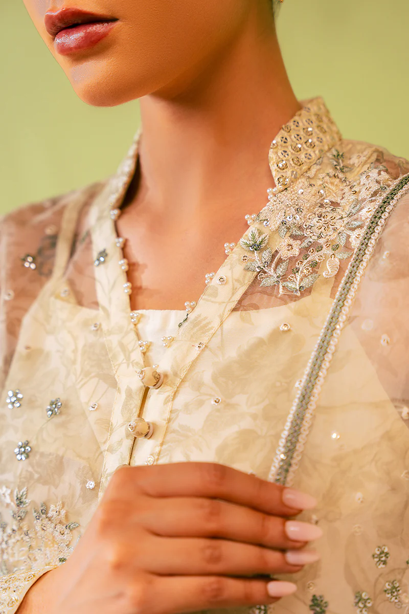 CELADON SAGE-4 PIECE EMBROIDERED ORGANZA SUIT - Image 3