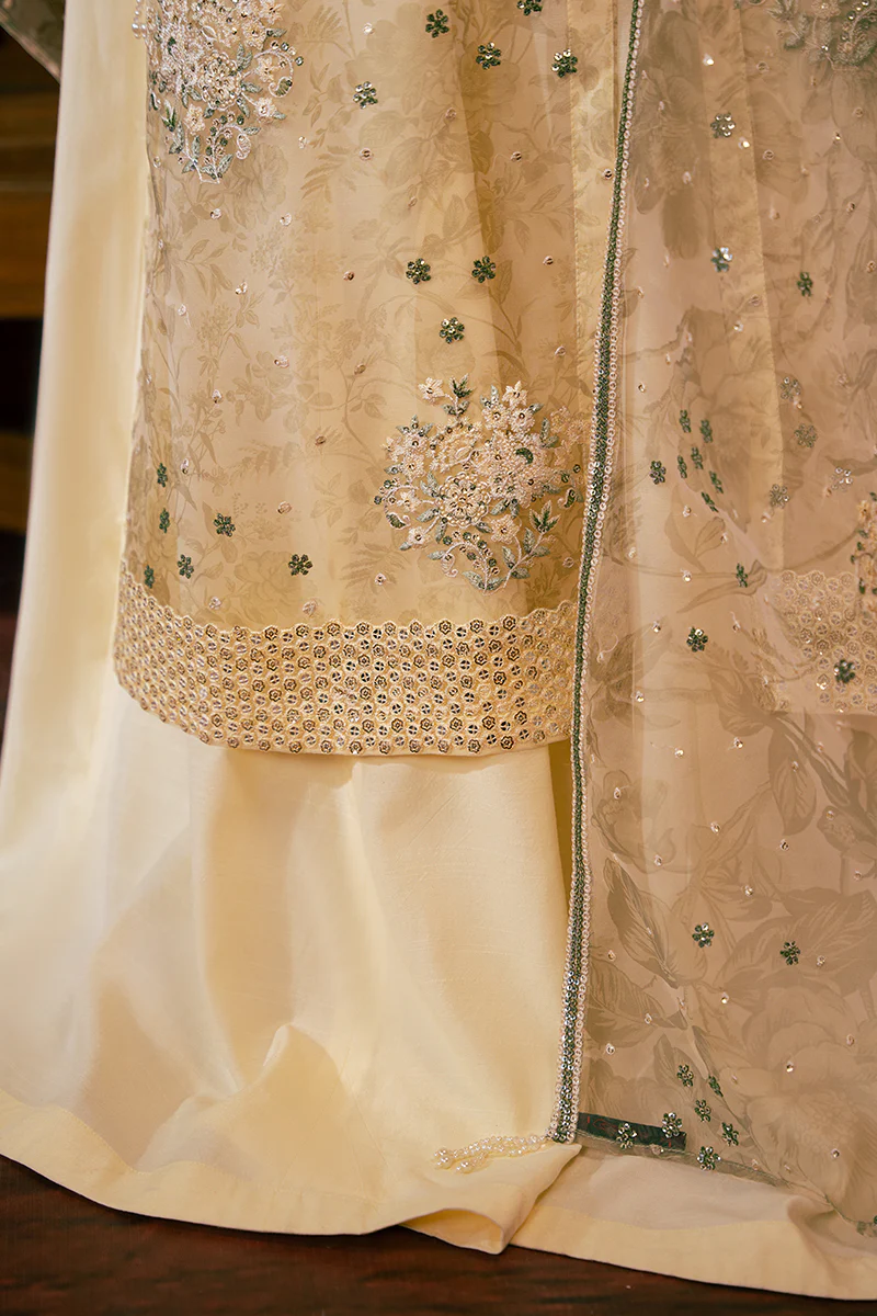 CELADON SAGE-4 PIECE EMBROIDERED ORGANZA SUIT - Image 4