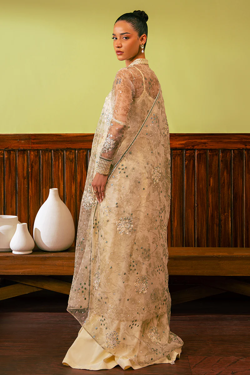 CELADON SAGE-4 PIECE EMBROIDERED ORGANZA SUIT - Image 8