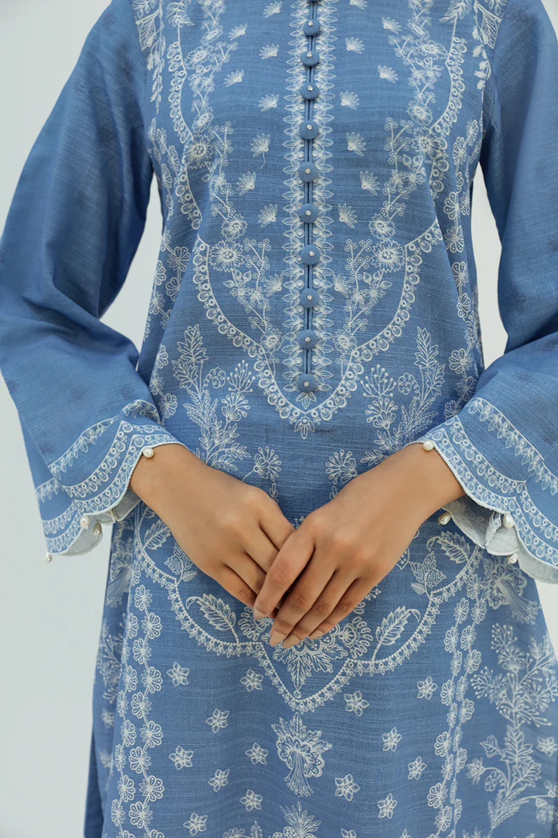 CERULEAN PEARL-2PC KHADDAR PRINTED SUIT - Image 4