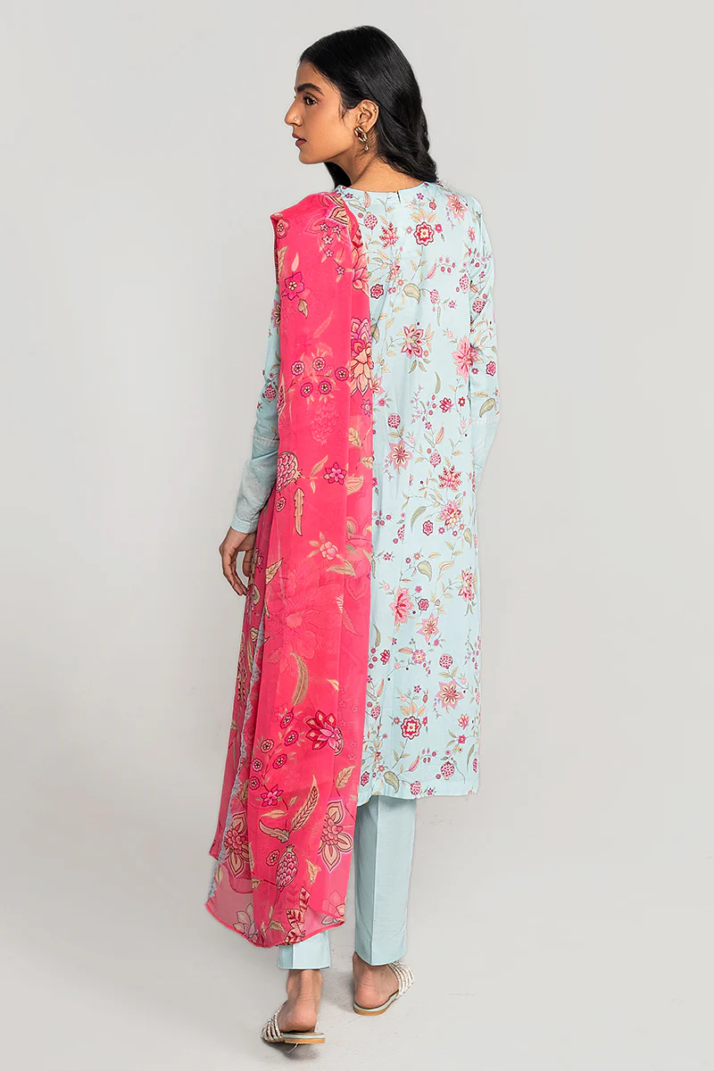 CERULEAN SKY-3PC PRINTED LAWN SUIT - Image 3