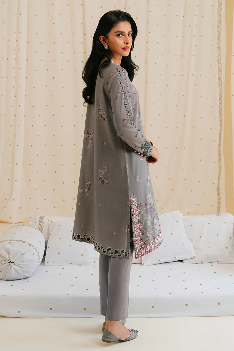 CHARCOAL DUST-2PC LINEN PRINTED SUIT - Image 2