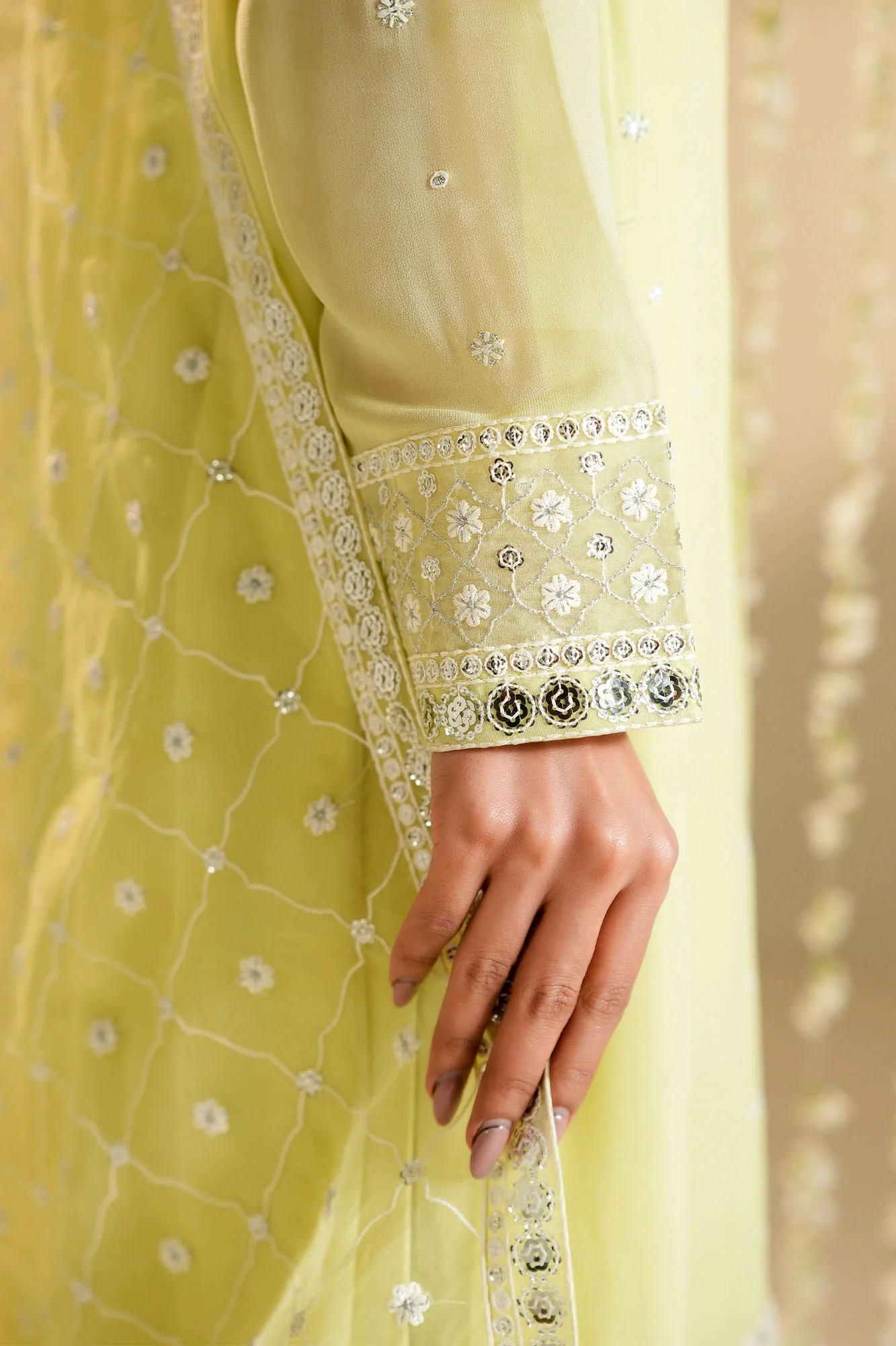 CITRUS BLOOM-3PC (SHIRT, TROUSER & DUPATTA) - Image 4