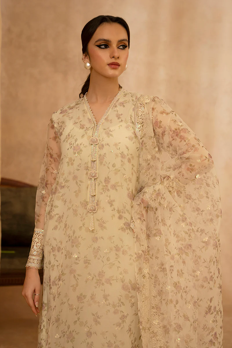 CLOUD CREAM-2 PIECE ORGANZA EMBROIDERED SUIT - Image 6