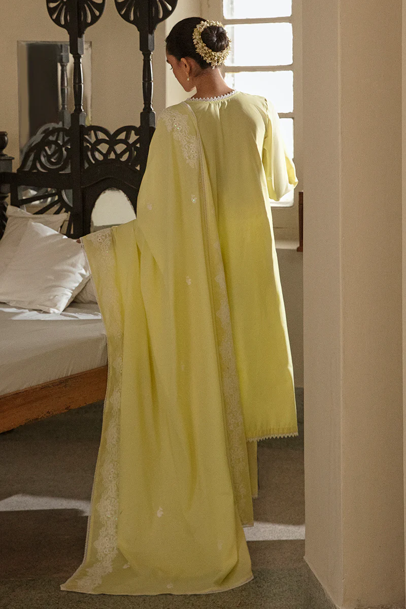 CLOVER LIME-3PC CHIKANKARI LAWN SUIT - Image 2