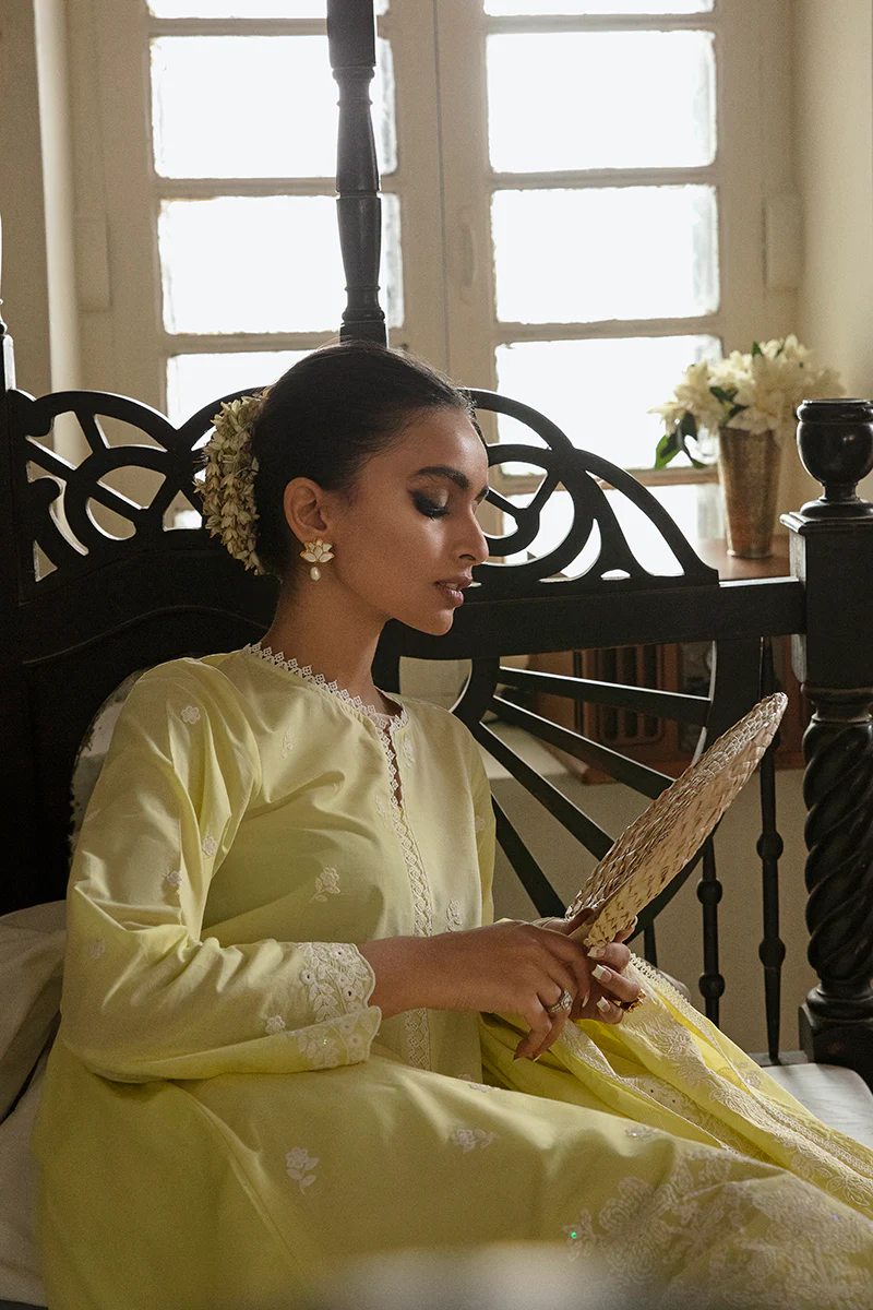 CLOVER LIME-3PC CHIKANKARI LAWN SUIT - Image 4