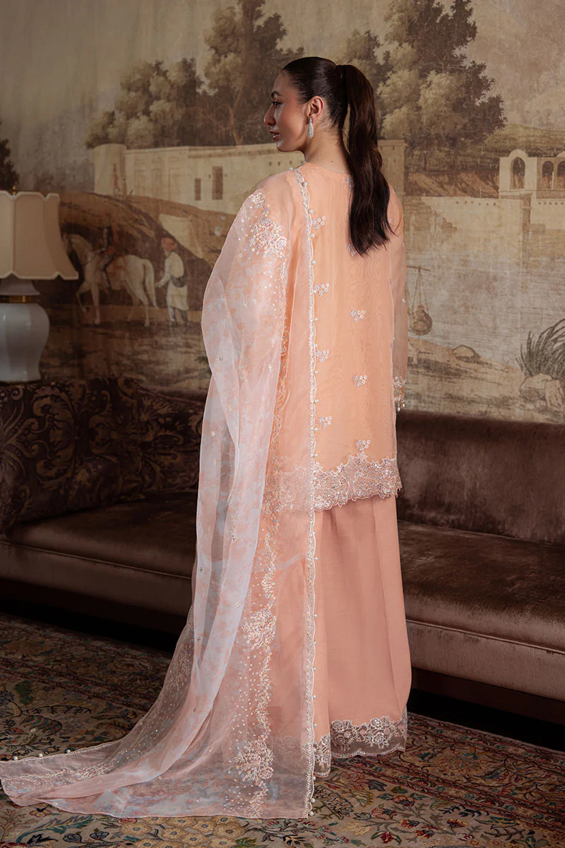 CORAL BLOOM-4PC ORGANZA EMBROIDERED PRET - Image 7
