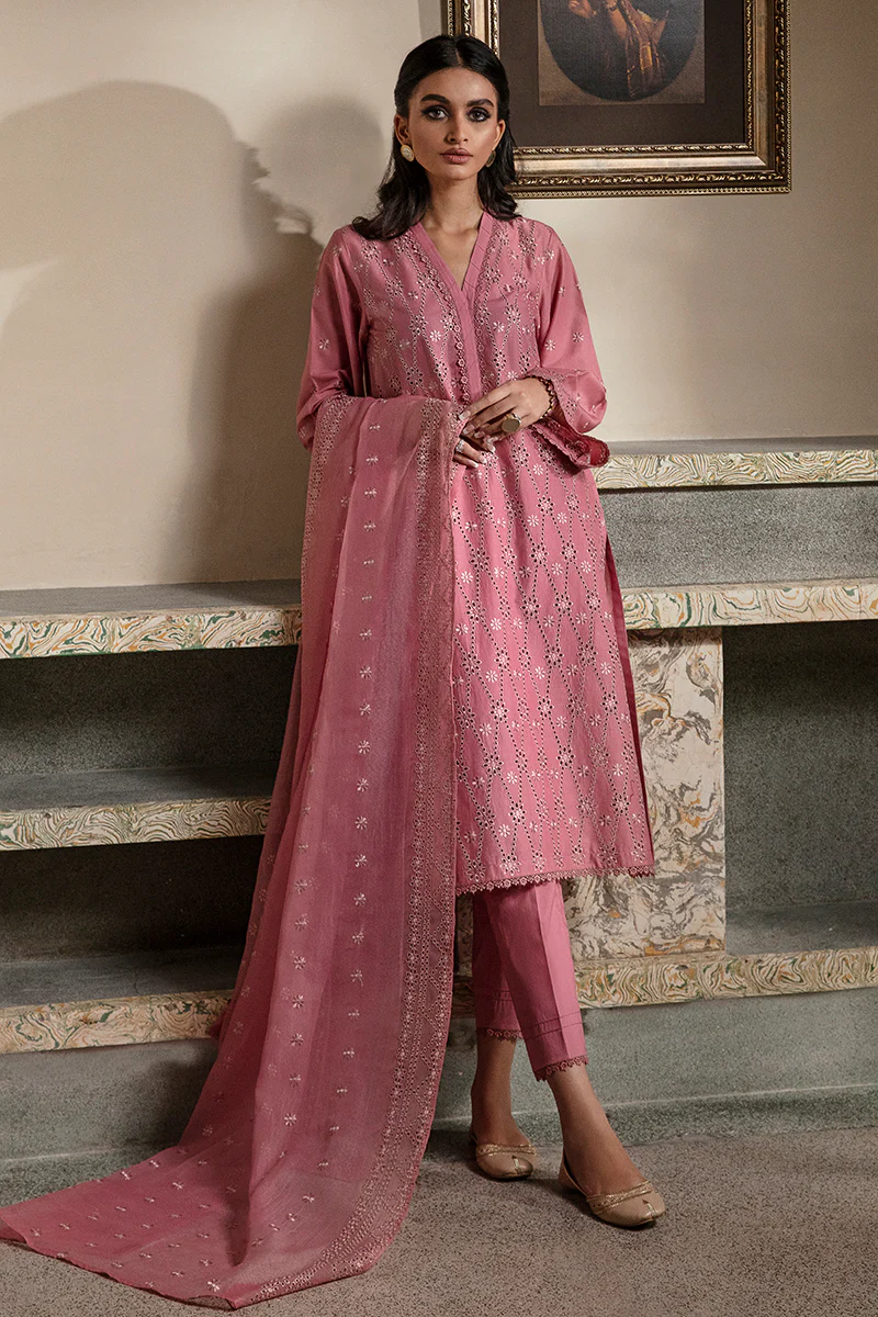CORAL BOUGUET-3PC CHIKANKARI LAWN SUIT - Image 2