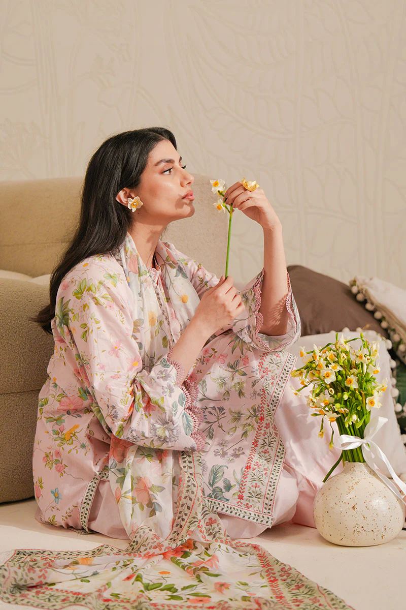 CORAL WAVE-3 PIECE PRINTED LAWN SUIT - Image 2