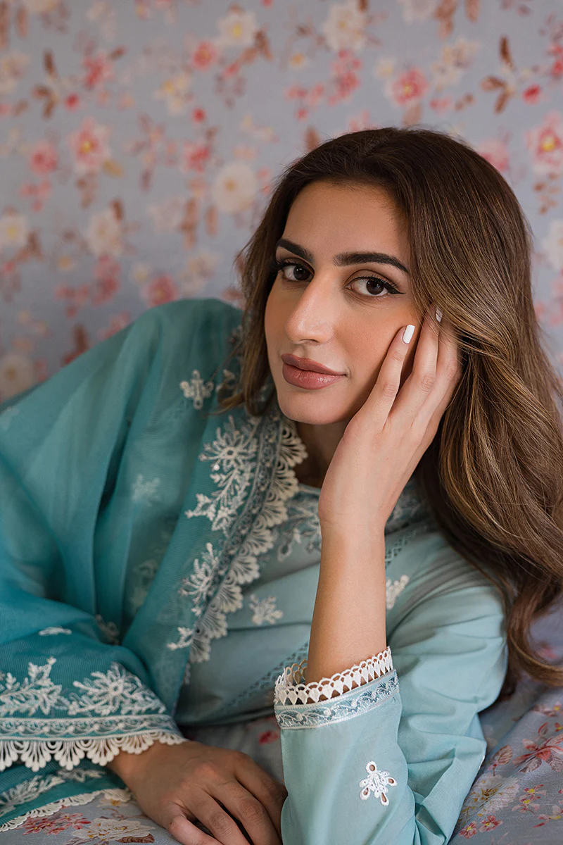 CORSICAN PEARL-3PC EMBROIDERED LAWN SUIT - Image 5
