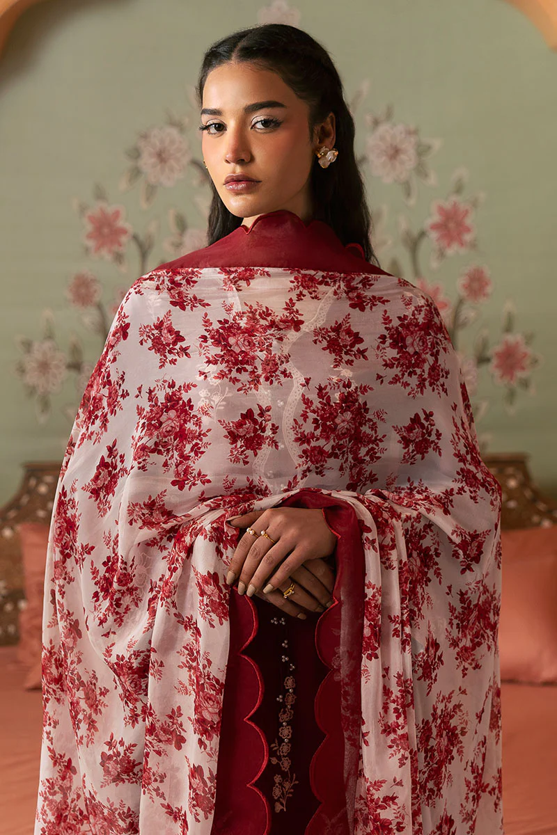 CRIMSON RED-3PC PRINTED LAWN SUIT - Image 2