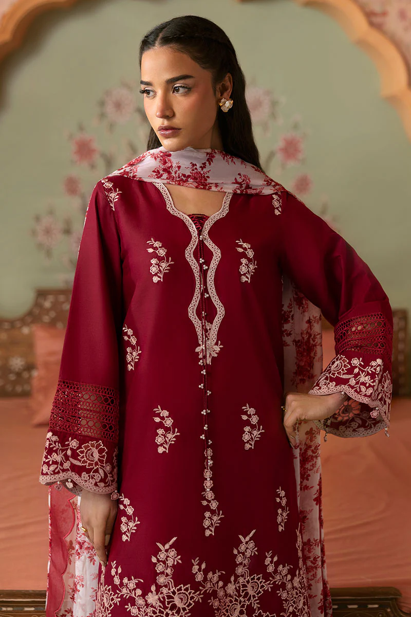 CRIMSON RED-3PC PRINTED LAWN SUIT - Image 3