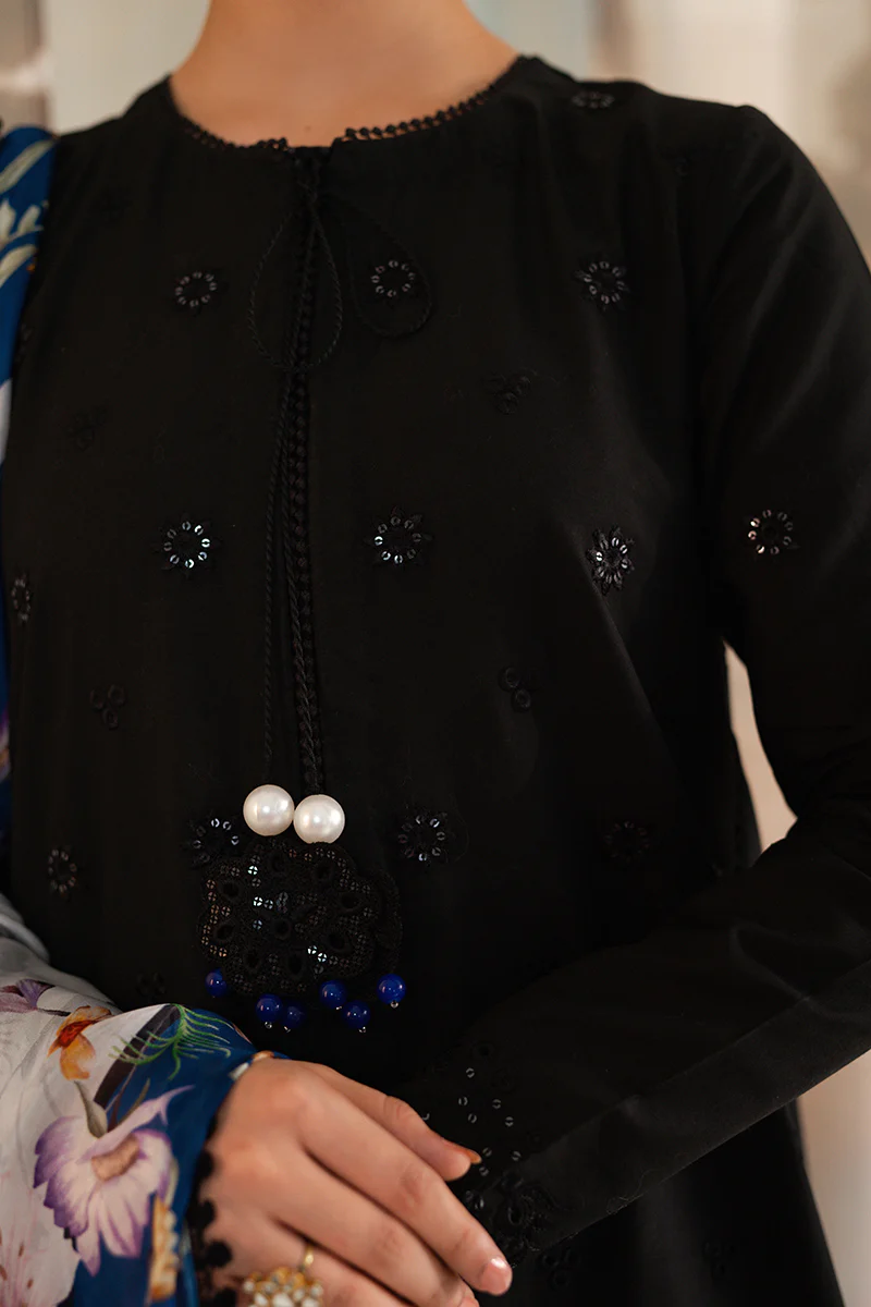 DARK FLORET-3PC LAWN EMBROIDERED SUIT - Image 7