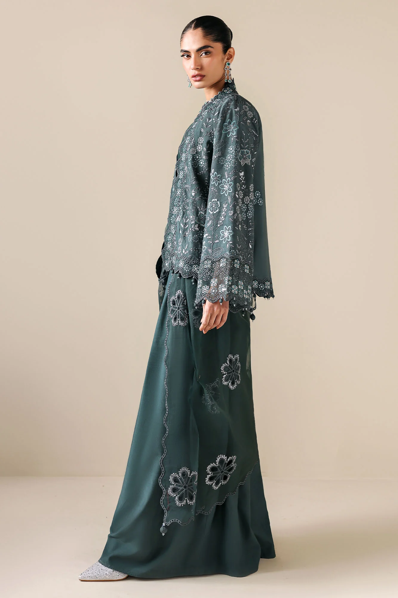 DARK SEA-3PC SILK EMBROIDERED SUIT - Image 5