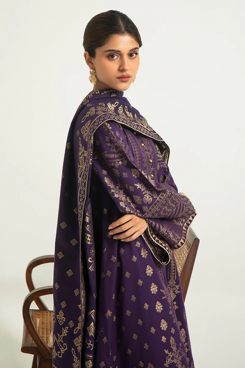 ETHNIC ERA-A-3PC COTTON JACQUARD SUIT - Image 4