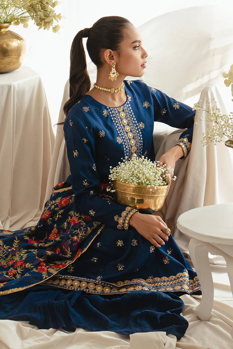 FESTAL BLUE-3PC SILK EMBROIDERED SUIT - Image 6