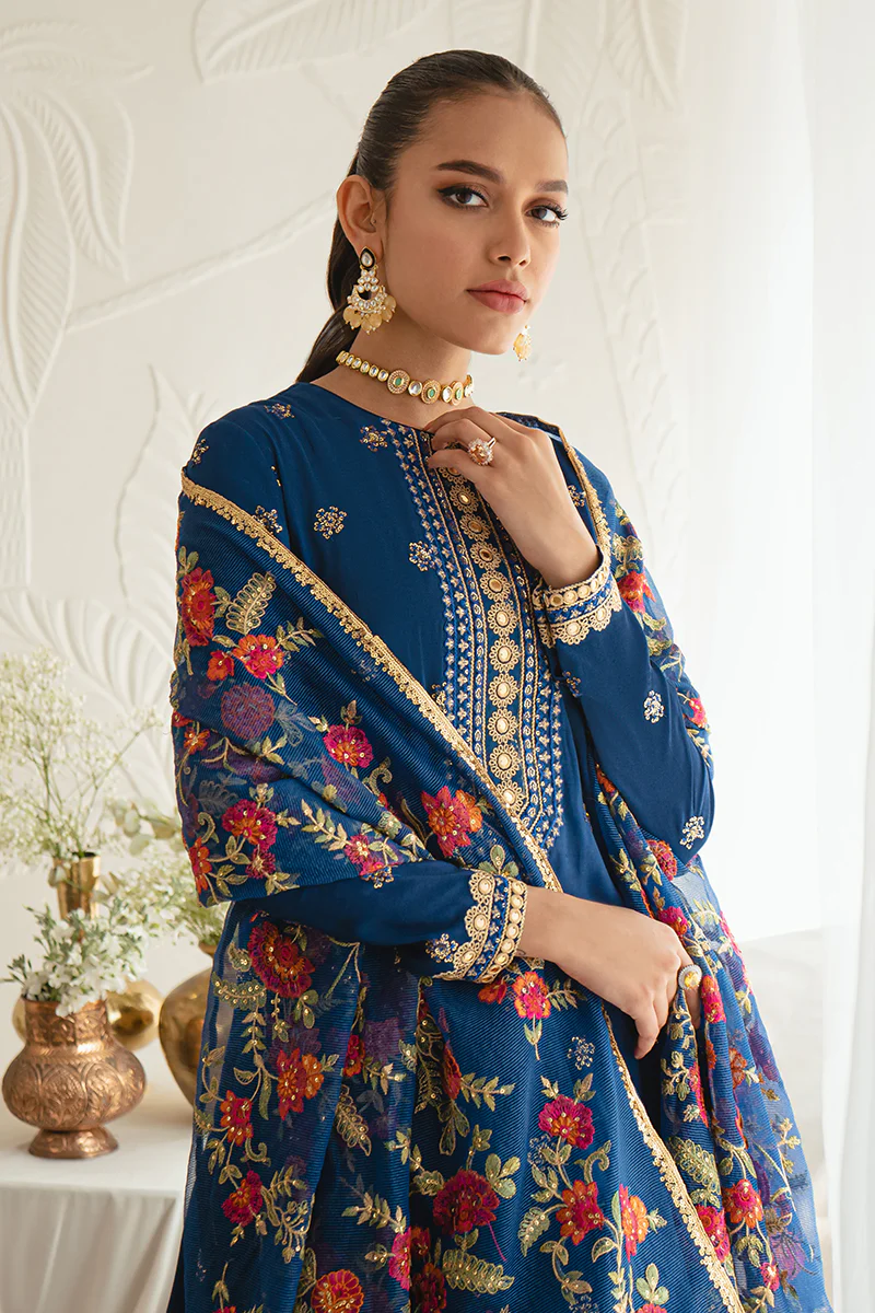 FESTAL BLUE-3PC SILK EMBROIDERED SUIT - Image 7