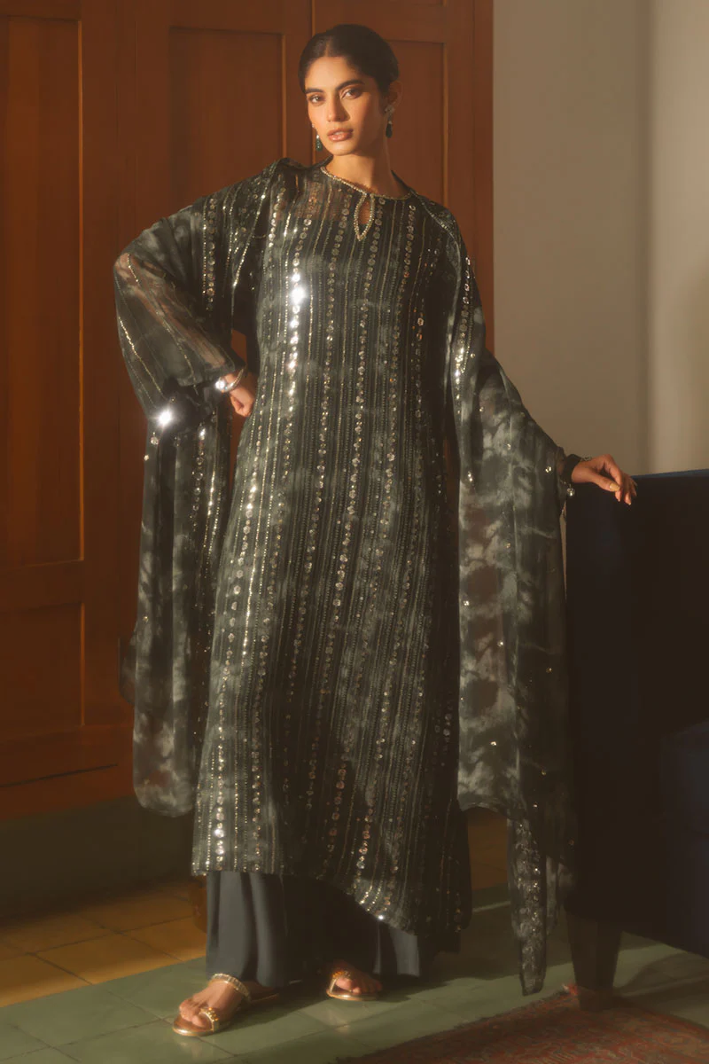 FOREST ENVY-4 PIECE EMBROIDERED CHIFFON SUIT - Image 4