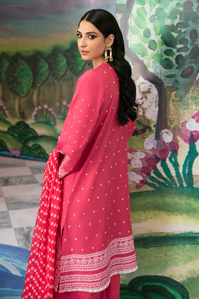 FUCHIA CARNATION-3PC EMBROIDERED LAWN SUIT - Image 3