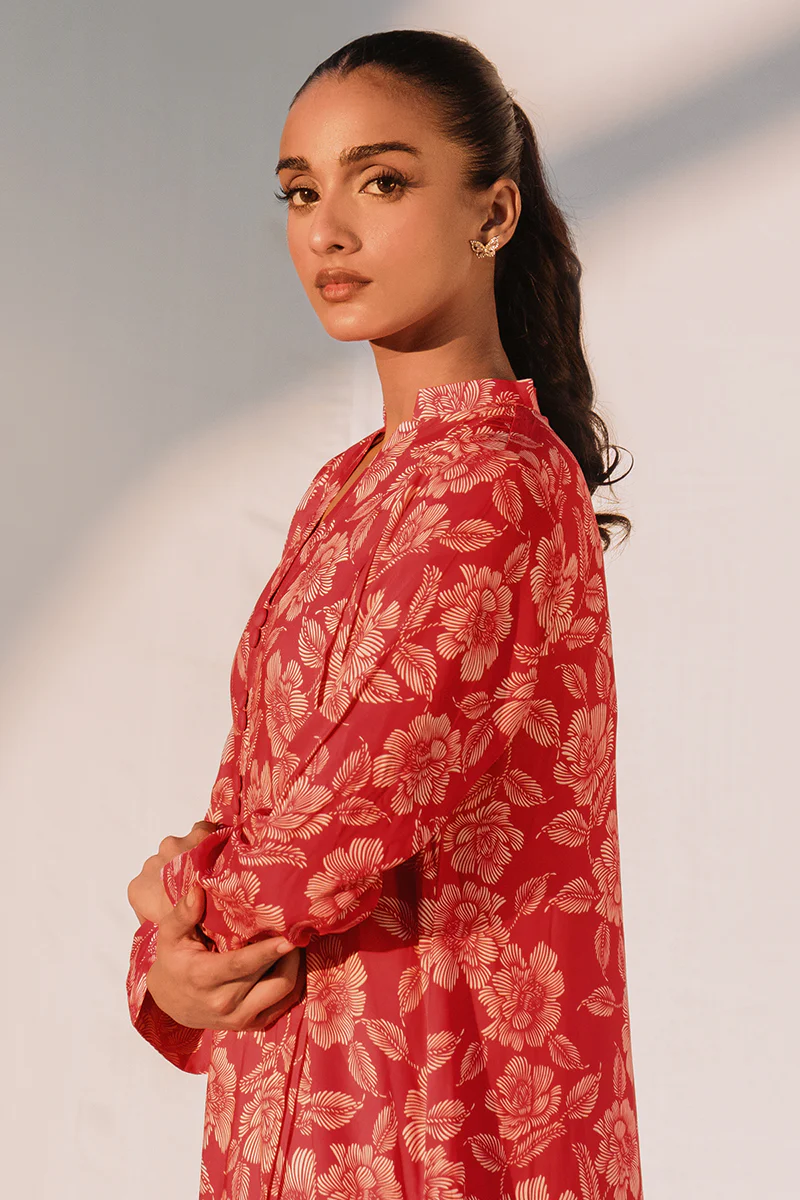 FUCHSIA GLINT- 1 PIECE LINEN PRINTED SHIRT - Image 2