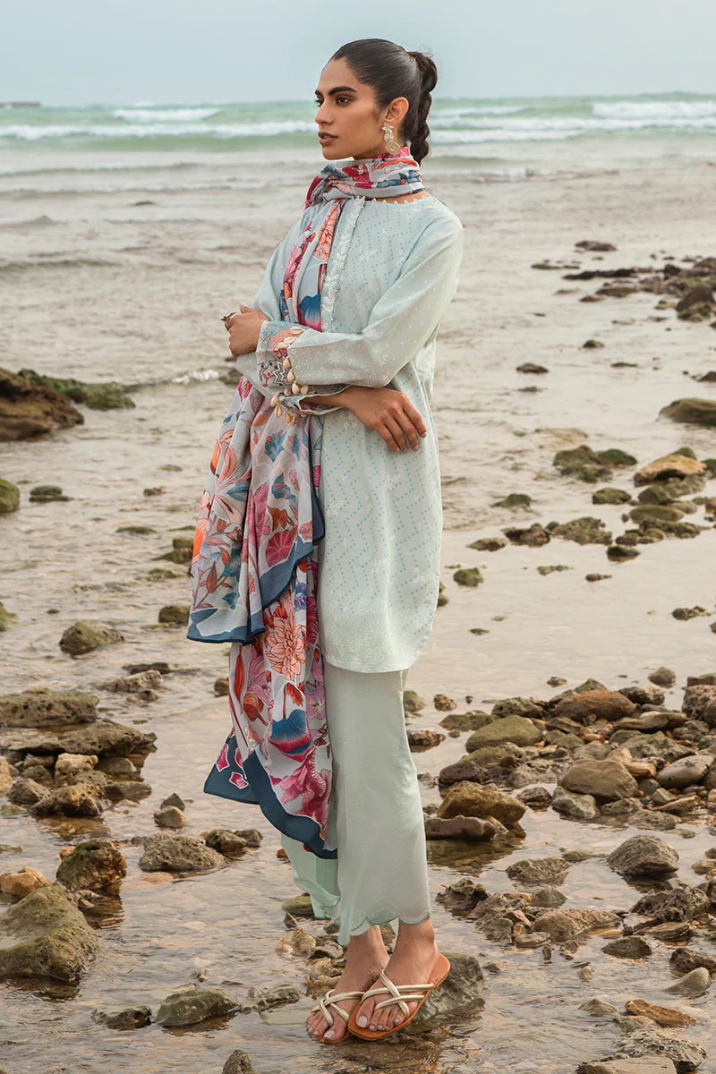 GARDENIA GLEAM-3PC SATIN PRINTED SUIT - Image 3
