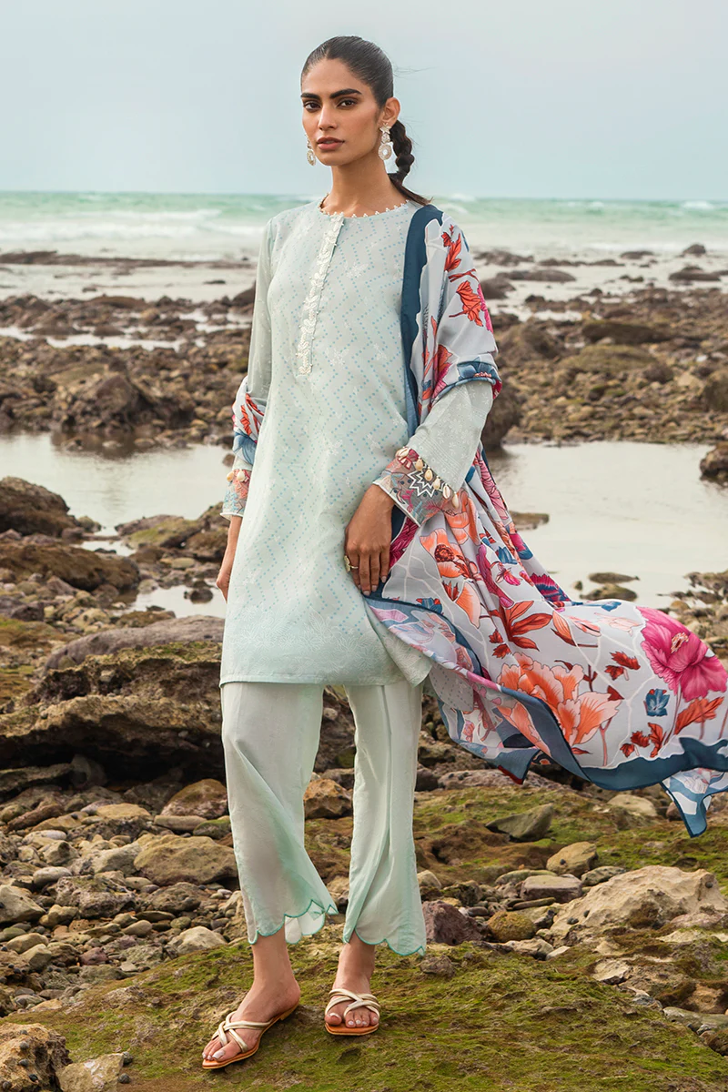 GARDENIA GLEAM-3PC SATIN PRINTED SUIT - Image 4