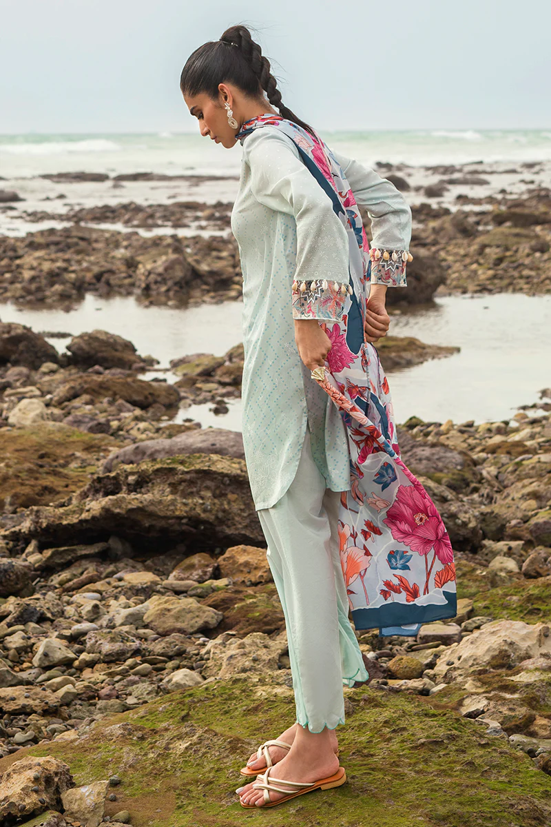 GARDENIA GLEAM-3PC SATIN PRINTED SUIT - Image 5