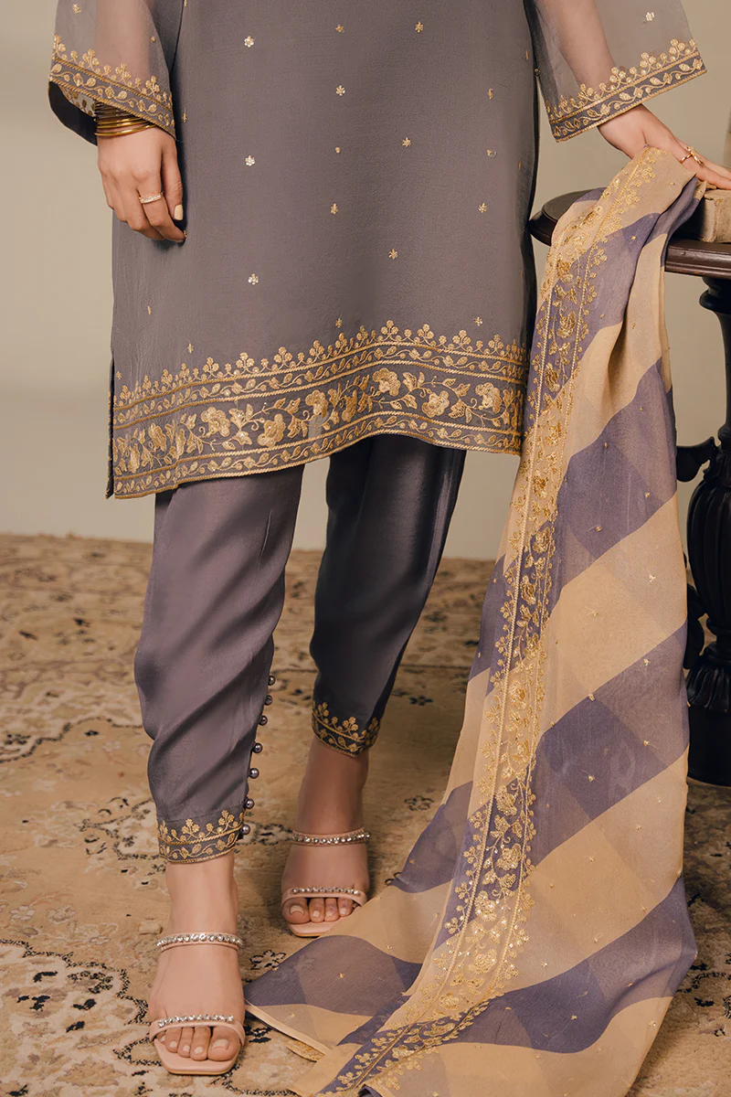 GRAY BERYL-3 PIECE (SHIRT, TROUSER & DUPATTA) - Image 3