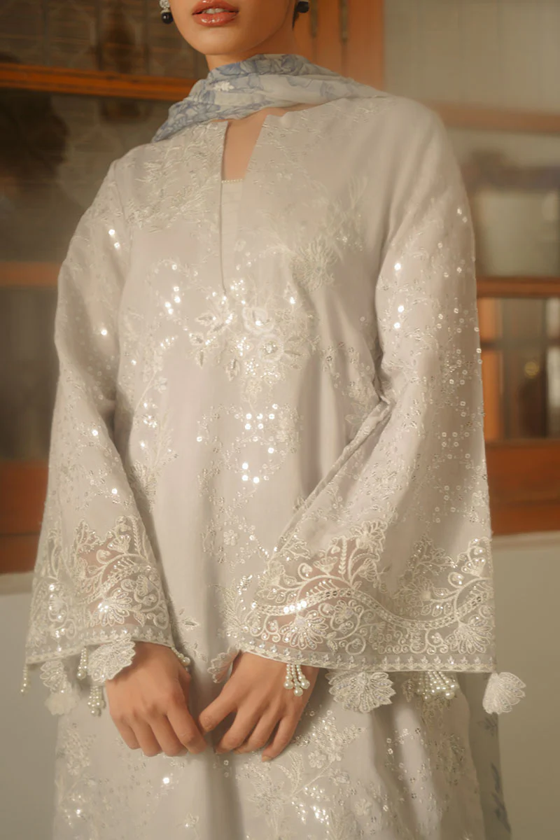GRAY DAWN-3 PIECE EMBROIDERED SILK SUIT - Image 5