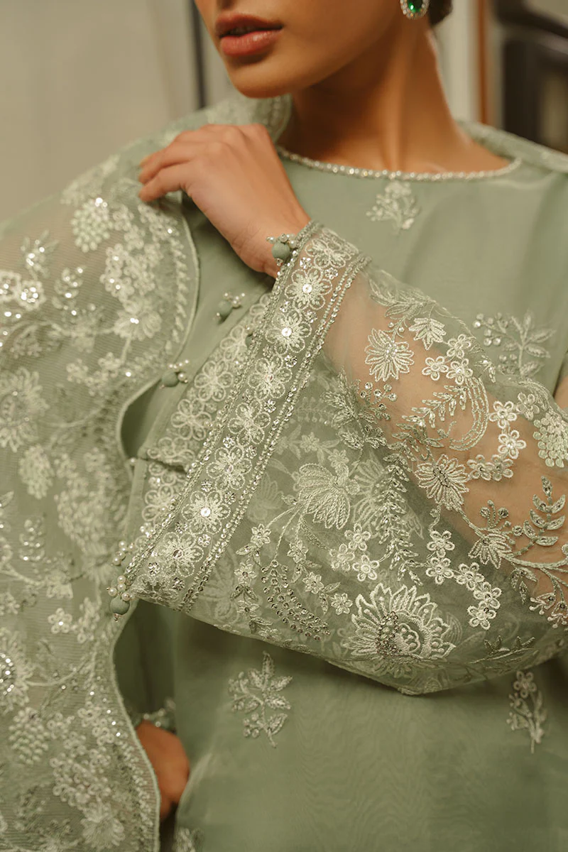 GREEN LILY-4 PIECE EMBROIDERED ORGANZA SUIT - Image 2