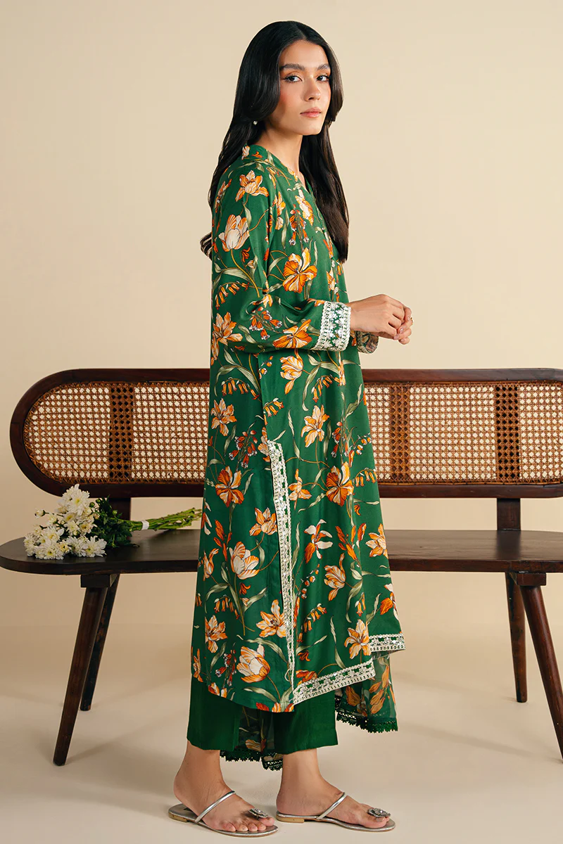 GREEN SPARKLE-2 PC (SHIRT & DUPATTA) - Image 5