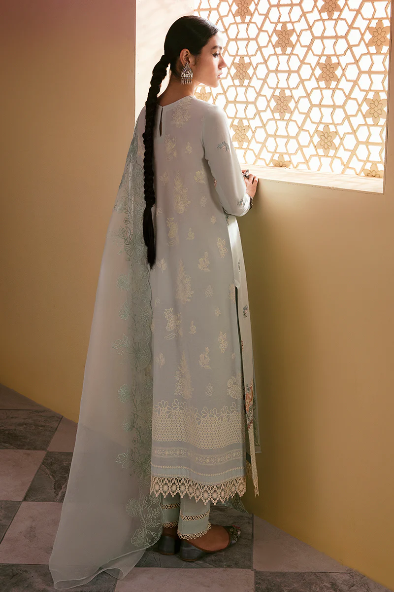 HAZY CERULEAN-3PC EMBROIDERED LAWN SUIT - Image 3