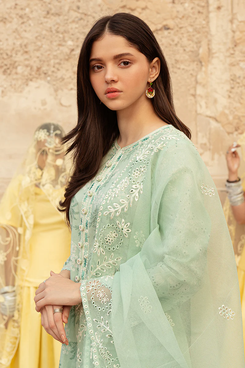 ICE LILY STITCH 3PC: LAWN EMBROIDERED  SUIT - Image 3