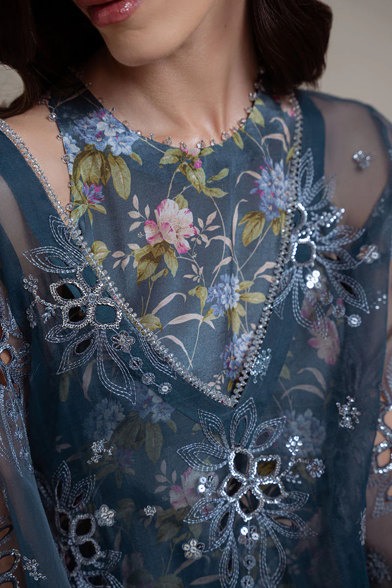 INDIGO SPARK-4PC ORGANZA EMBROIDERED SUIT - Image 2
