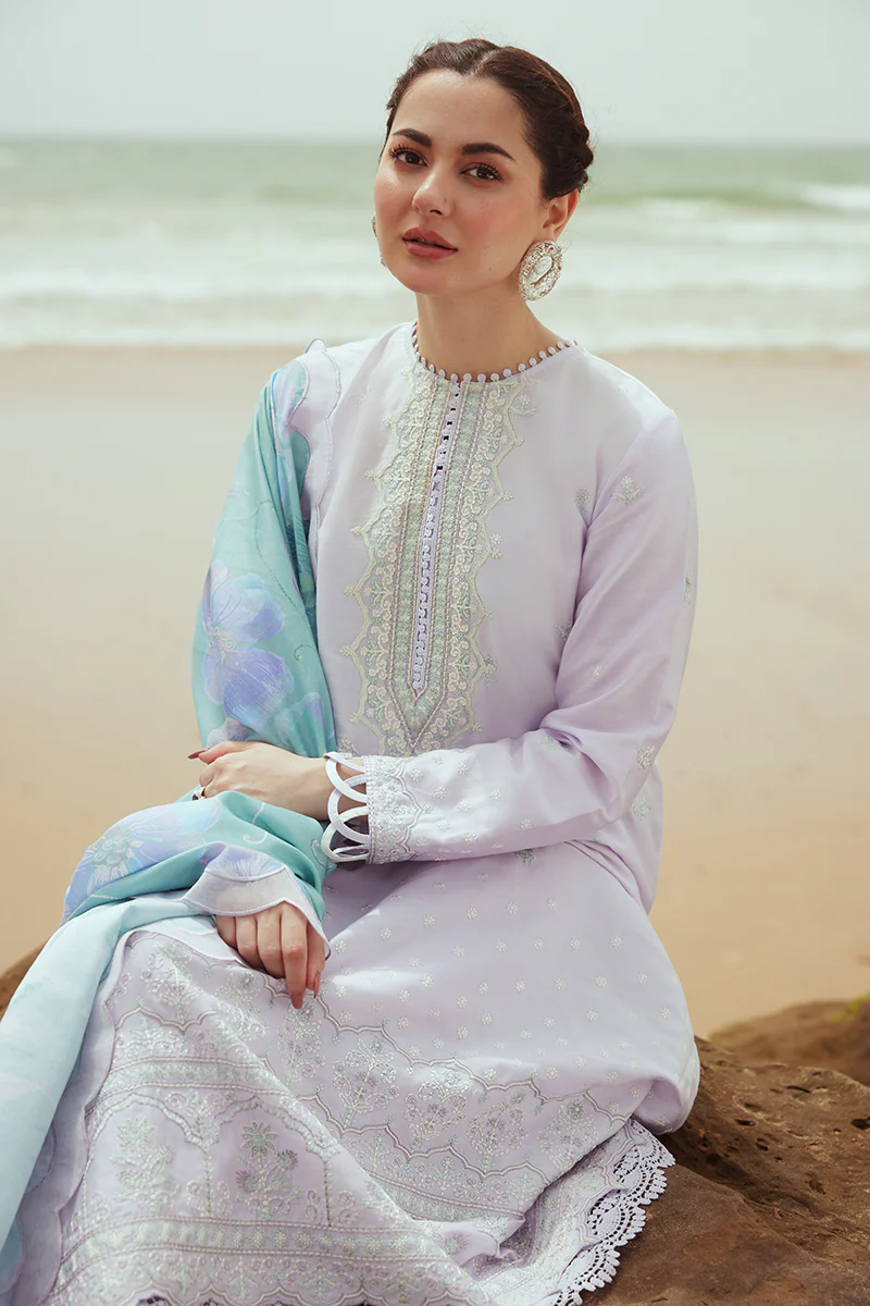 LAVENDER DUST-3PC SATIN EMBROIDERED SUIT - Image 4