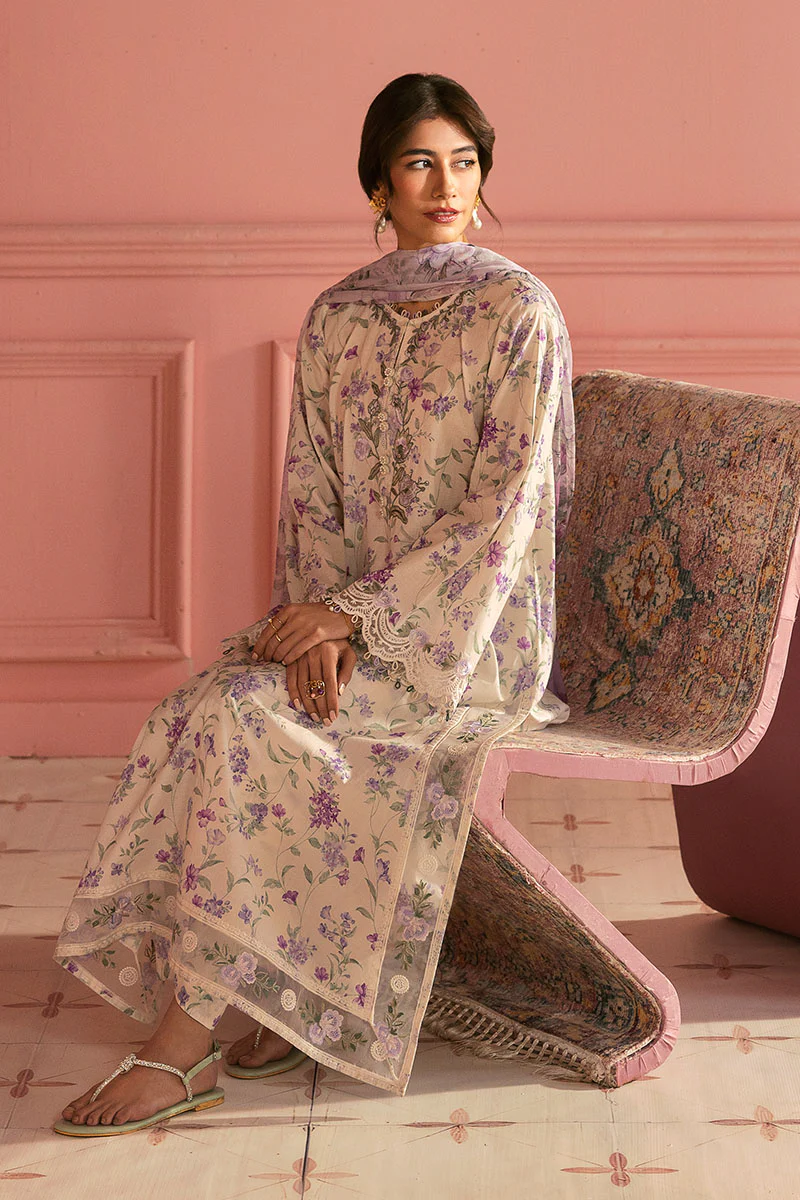 LILAC BLOOM-3PC PRINTED LAWN SUIT - Image 4