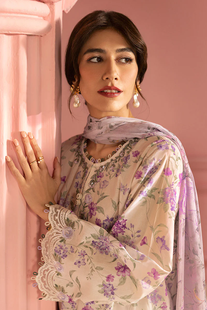LILAC BLOOM-3PC PRINTED LAWN SUIT - Image 7