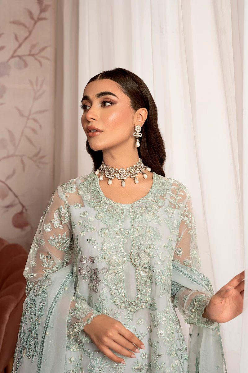 MAH-JABEEN-3PC ORGANZA EMBROIDERED PRET - Image 4