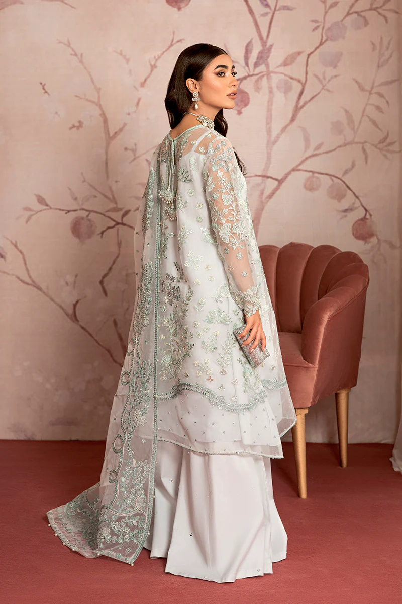 MAH-JABEEN-3PC ORGANZA EMBROIDERED PRET - Image 5