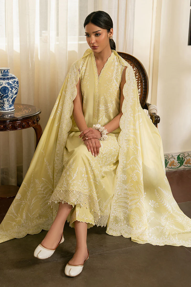 MELLOW GREEN- 3PC EMBROIDERED LAWN SUIT - Image 2