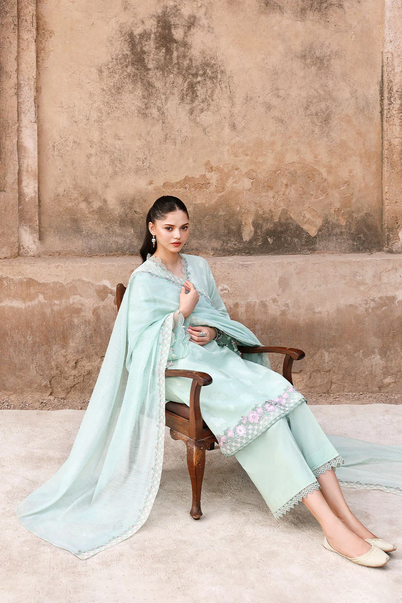 MISTY MINT-3PC EMBROIDERED LAWN SUIT - Image 2