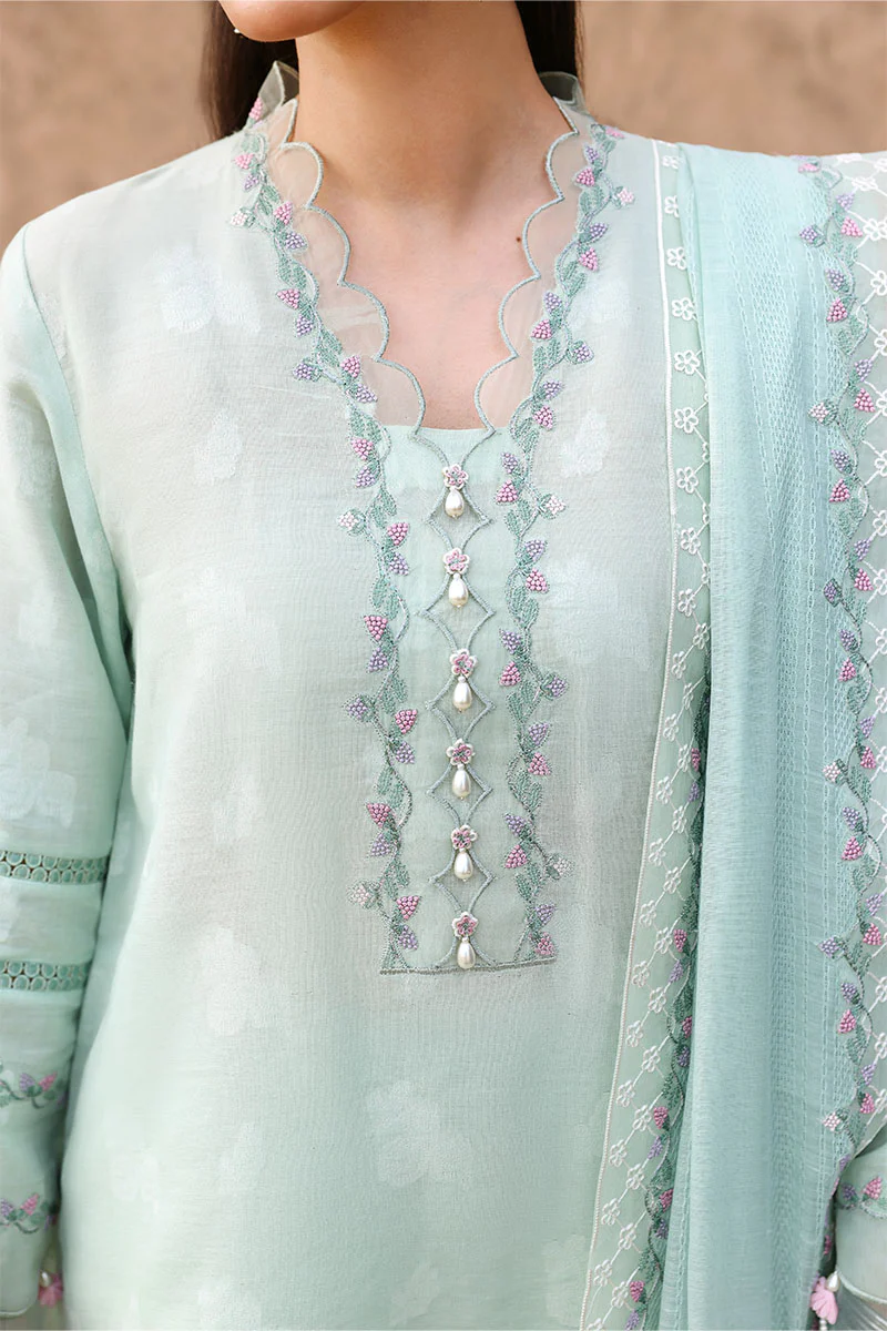 MISTY MINT-3PC EMBROIDERED LAWN SUIT - Image 3